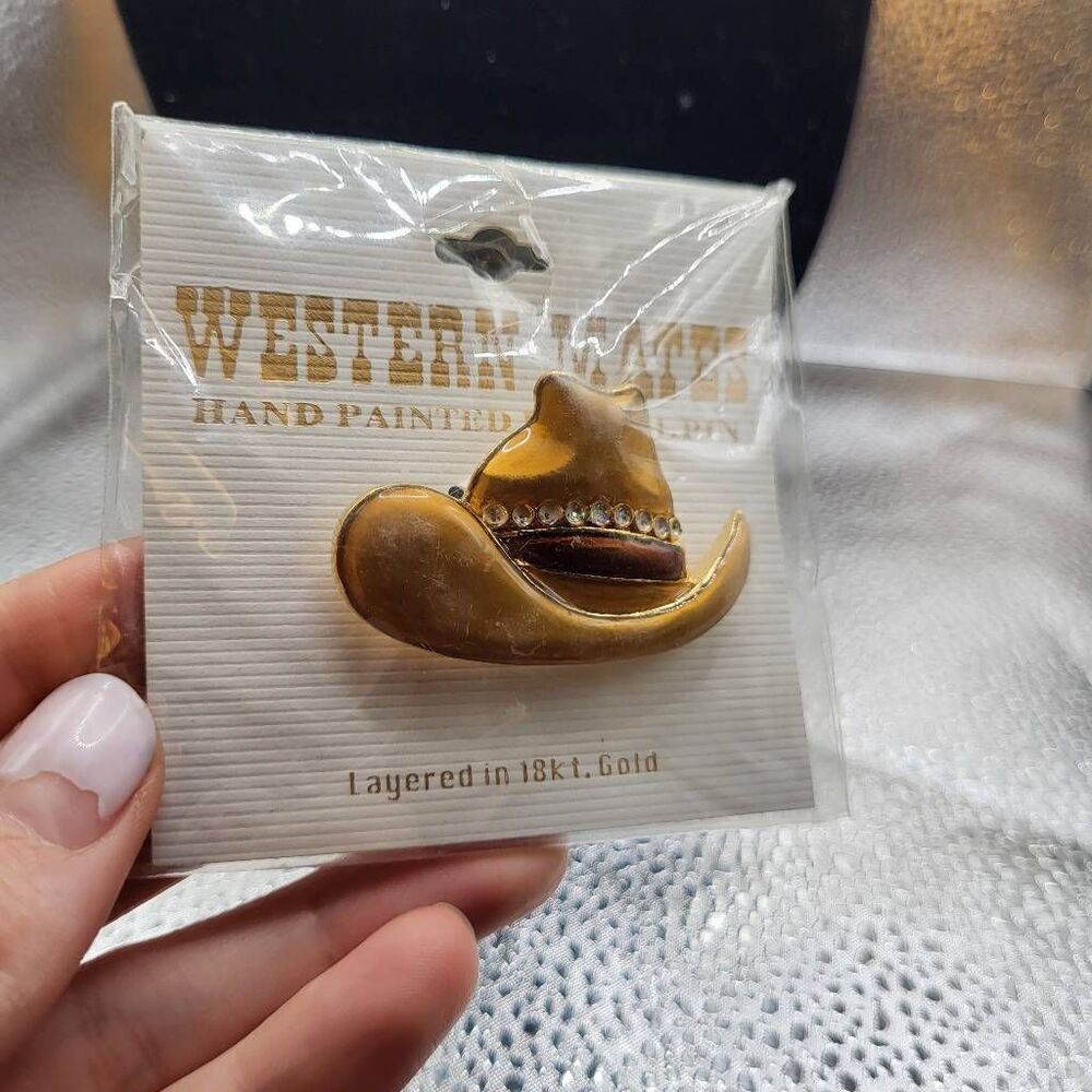 Western Mates Handpainted Enamel Pin Layered in 18K gold